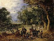Jan Brueghel Guards in a Forest Clearing oil painting reproduction